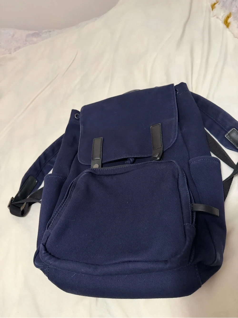 Everlane Navy Canvas Backpack with Snaps